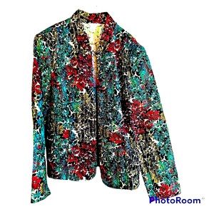 Vintage 90’s Christopher & Banks Burgundy & Teal  Blazer Jacket Size Med…